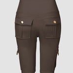 Tummy Control Butt Lifting Active Shorts High Waist Flap Pocket Workout Bermuda Cargo Running Shorts