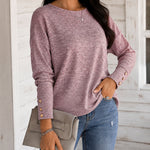 Women's Backless Lace Spliced Twist Back Long Sleeve Top Loose Casual Tee