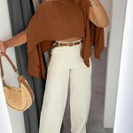Women's Off Shoulder Convertible Crop Top Casual Multi Wear Slit Blouse with Bandeau