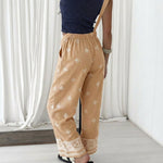 Vintage Embroidered Tribal Pattern Adjustable Straps Elastic Back Waist Suspender Jumpsuit with Front Bib Pocket