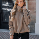 Stand Collar Zipper Design Casual Sweatshirt