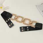 Chain Decor Buttoned Waist Belt Fashion Elastic Stretch Dress Belt Waistband