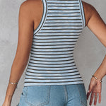 Women's Striped Racerback Tank Top Slim Fit Ribbed Sleeveless Top with Built in Bra