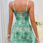 Graphic Print Lace Patch Bowknot Decor Sleep Dress