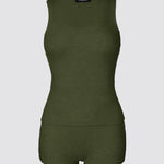 2PCS Micro-Ribbed U-Neck Tank Top & Boxer Set Cozy Loungewear