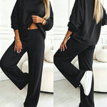 Women's 2 Piece Sweatsuit Set Mock Neck Zip Sweatshirt and High Waisted Straight Leg Sweatpants Casual Loungewear