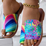 Zebra Stripe Leopard Pattern Toe Post Slippers