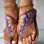 Colorblock Butterfly Print Toe Post Slippers