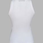 Rhinestone Contrast Sequin Keyhole Neck Sleeveless Slim Fit Elasticity Ribbed Top Elegant Tank