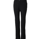 Zipper Fly High Waist Straight Leg Work Trousers Casual Elastic Back Waist Seam Front Business Pants