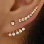 3pcs Faux Zircon Stud Earrings & Ear Climbers Set