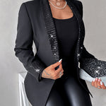 Women's Sequin Shawl Collar Long Sleeve Single Breasted Blazer