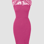 Glitter Contrast Lace Party Dress