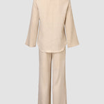 2 Piece Notch Neck Long Sleeve Asymmetrical Hem Tops Stretchy Waist Straight Leg Pants Lounge Sets Tracksuit