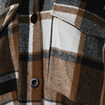 Plaid Print Buttoned Pocket Design Longline Coat