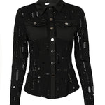 Turn-down Collar Hollow Out Button Down Shirt Top