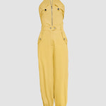 2 Pieces Outfits Sleeveless High Neck Cargo Pockets Design Top And Casual Cuffed Long Pants Set