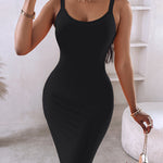 Spaghetti Strap U-Neck Casual Maxi Dress Slim Fit Cami Vacation Dress