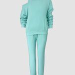 Women's 3 Piece Tracksuit Set Cold Shoulder Sweatshirt and Tank Top and High Waisted Jogger Pants Casual Lounge Workout Outfit