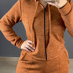 2 Pieces Outfit Long Sleeve Zip Up Drawstring Hoodie Coat and Casual Elastic Waist Seam Front Straight Leg Pants Set