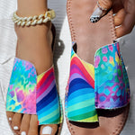 Zebra Stripe Leopard Pattern Toe Post Slippers