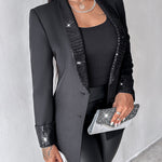 Women's Sequin Shawl Collar Long Sleeve Single Breasted Blazer