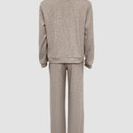 Women's Casual Tracksuit Set Zip Up Long Sleeve Lapel Jacket and High Waisted Straight Leg Pants Lounge Set with Pockets