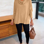 Women's Cowl Neck Batwing Sleeve Top Casual Long Sleeve Loose Pullover Comfortable Soft Drape Blouse