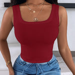 Scoop Neck Sleeveless Ribbed Tank Top Cami Tee Shirts