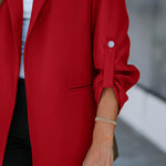 Notched Collar Roll Up Sleeve Blazer Coat