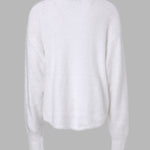 V-Neck Long Sleeve Beaded Decor Oversized Sweater Fluffy Pullover Top