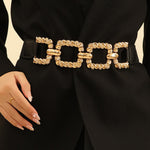 Chain Decor Buttoned Waist Belt Fashion Elastic Stretch Dress Belt Waistband