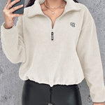 Stand Collar Zipper Design Casual Sweatshirt