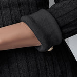Polo V-Neck Long Sleeve Fleece Lined Bodycon Dress Slit Button Decor Ribbed Mini Dress