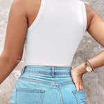Plus Size Ribbed Round Neck Sleeveless Slim Fit Tank Basic Casual Top