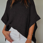 Solid Batwing Sleeve Hollow Out Crochet Pattern Top Casual Cover Up