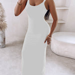 Spaghetti Strap U-Neck Casual Maxi Dress Slim Fit Cami Vacation Dress