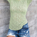 Women's Floral Lace Sheer Long Sleeve Top with Thumb Holes