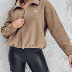 Stand Collar Zipper Design Casual Sweatshirt