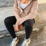 Long Sleeve Waist Drawstring Hooded Coat Casual Loose Fit Cardigan Jacket with Pockets