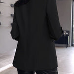 Notched Collar Roll Up Sleeve Blazer Coat