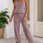 Women's 2 Piece Set U-Neck Tank Top and Straight Leg Pants Casual Loungewear