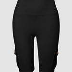 Tummy Control Butt Lifting Active Shorts High Waist Flap Pocket Workout Bermuda Cargo Running Shorts
