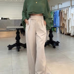 Round Neck Bell Sleeve Crop Top Casual Loose Fit Layered Blouse