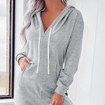 Hooded Kangaroo Pocket Design Stretchy Waist Cuffed Jumpsuit