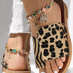 Zebra Stripe Leopard Pattern Toe Post Slippers