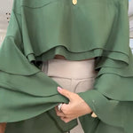 Round Neck Bell Sleeve Crop Top Casual Loose Fit Layered Blouse