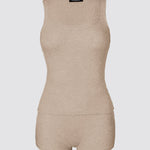 2PCS Micro-Ribbed U-Neck Tank Top & Boxer Set Cozy Loungewear