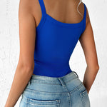 U-Neck Sleeveless Tank Top Bodysuits Slim Fit Ribbed Bodysuits