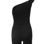 Women's Foldover One Shoulder Romper Slim Fit Sleeveless High Waist Romper